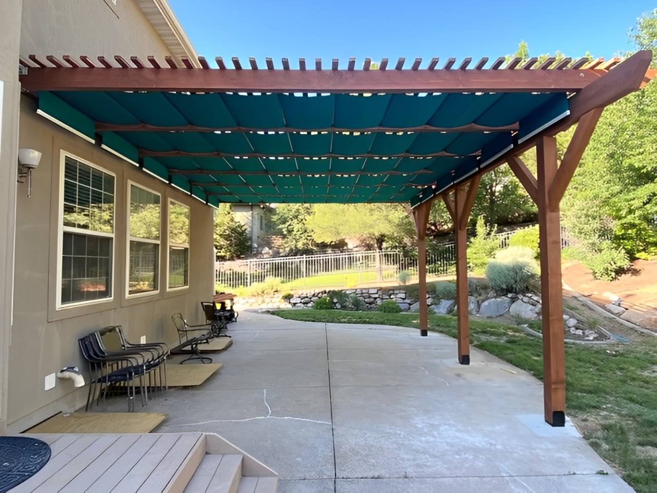 Modern canopy system for residential home.