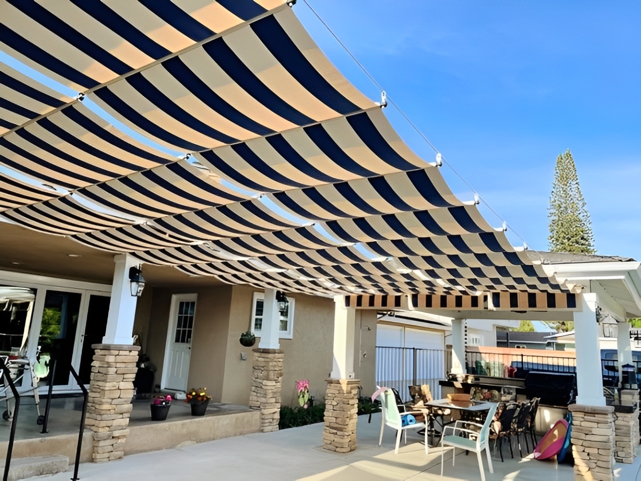 Sleek canopy design for residential porch