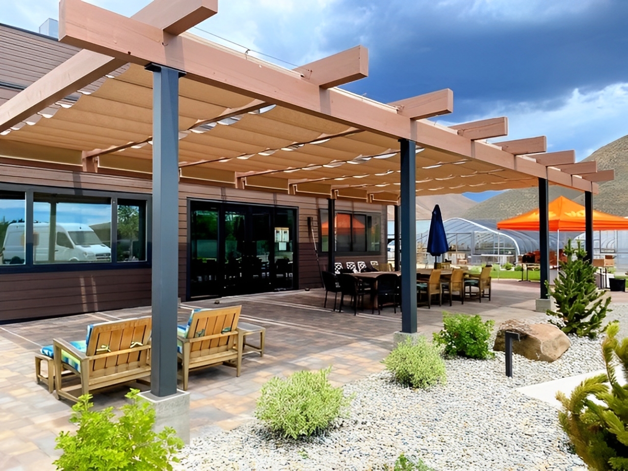 Stylish canopy for outdoor patio.