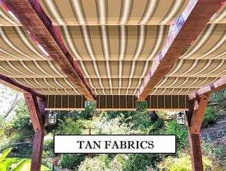 Tan fabric retractable awnings