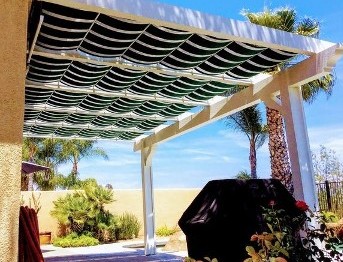 Backyard Patio Pergola with Retractable Awning with Waterproof Fabric